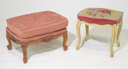 2 Louis XV Style Upholstered Foot Stools
