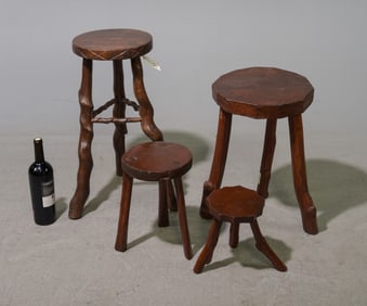 Four Assorted French Rustic Stools