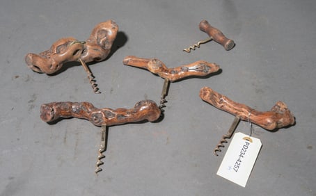 Four French Assorted Vinewood Corkscrews