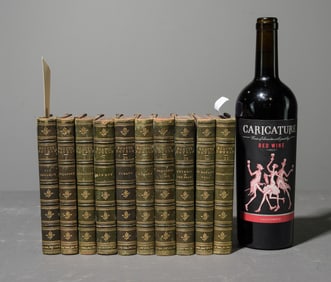 10 Volumes Green Leather Bound Scotts Novels / Books