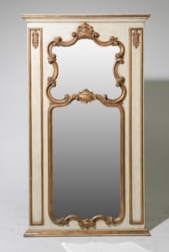 Louis XV Style Gilded & Painted Framed Mirror