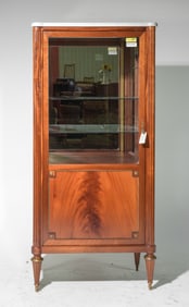 Louis XVI Style White Marble Top Vitrine / Showcase