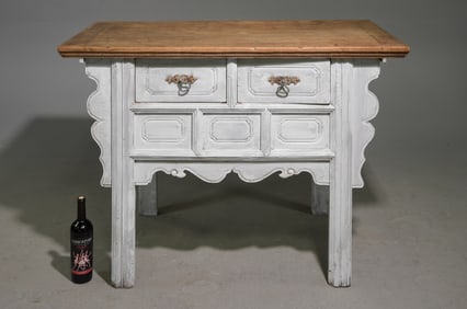 British Oak Painted Base Island / Prep Table