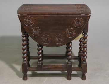 British Oak Barley Twist Drop Leaf Table