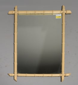 French Faux Bamboo Large Painted Framed Mirror