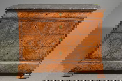 Louis Philippe Style Grey Marble Top Chest