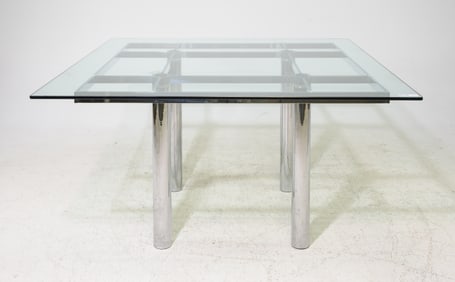 Vintage Glass & Chrome Dining Table - Knoll