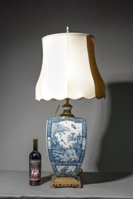 Castilian Large Blue & White Bronze Mounted Lamp