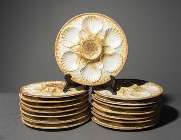 15 French Earthenware Scallop Plates
