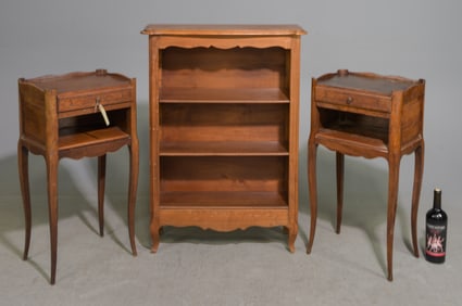 Louis XV Style Petite Bookshelf & 2 Side Tables