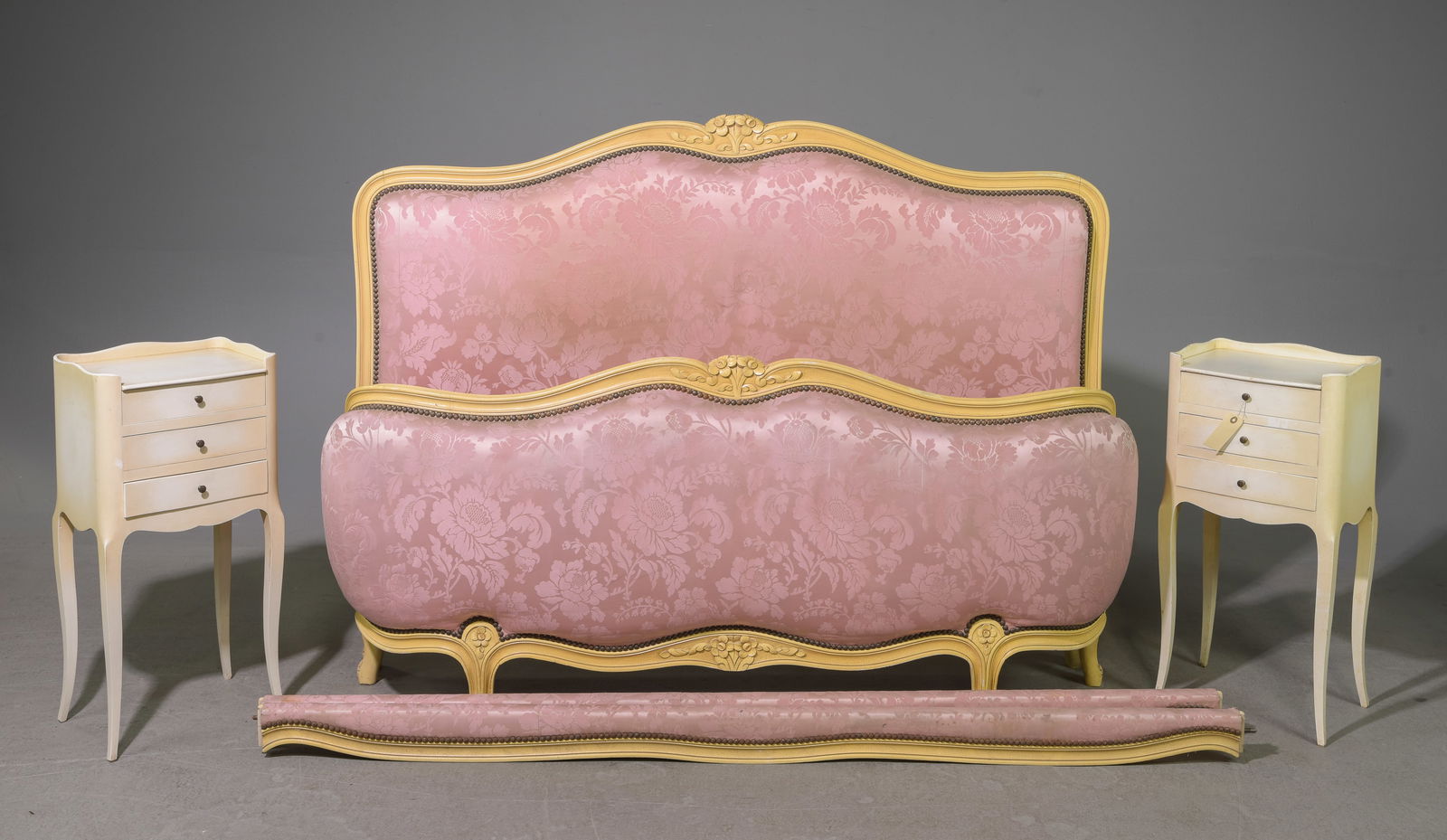 Louis XV Style Upholstered Bed & Two Nightstands (1 of 4)