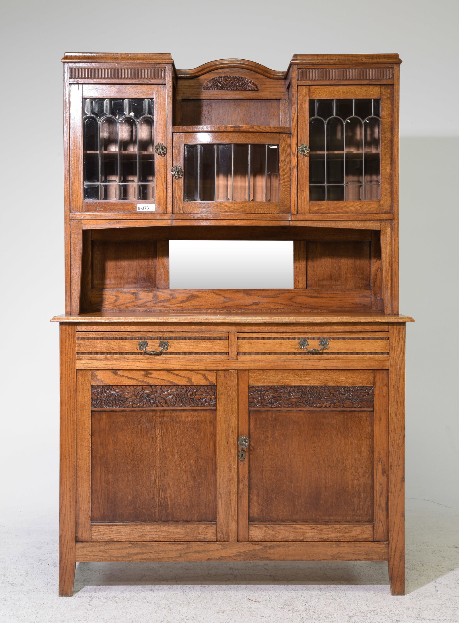 Art Nouveau / Arts & Crafts Oak Double Buffet #1: Art Nouveau / Arts & Crafts Oak Double Buffet - 79 in tall x 51 x 17.5