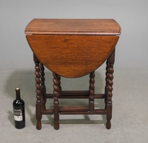 British Oak Barley Twist Drop Leaf Table #1