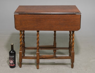 British Oak Barley Twist Drop Leaf Table #2