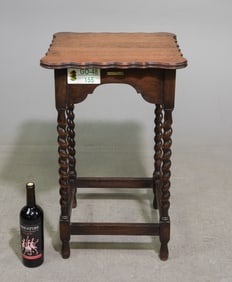 British Oak Barley Twist Pie Crust Edge Table #1