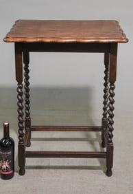 British Oak Barley Twist Pie Crust Edge Table #2