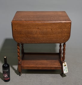 British Oak Drop Leaf Barley Twist Trolley