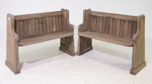 2 British Rustic Pine Church Pews / Benches