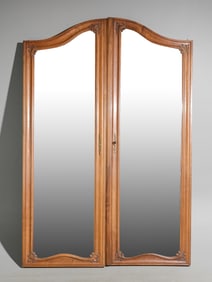 French Walnut Beveled Mirror Cupboard Doors