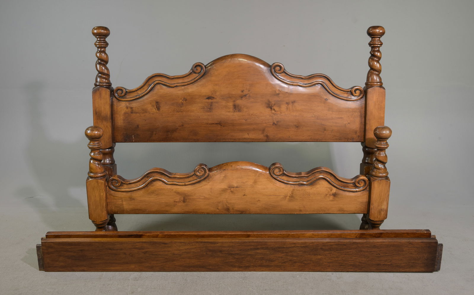 Louis XIII Style French Twist Solid Oak Bed with Rails (1 of 3)