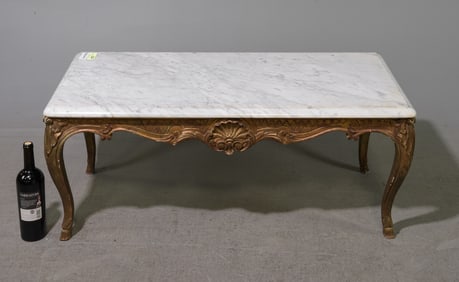 Louis XV Style White Marble Top Coffee Table