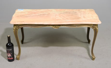Louis XV Style Brass Marble Top Coffee Table