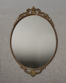 French Brass Framed Oval Mirror
