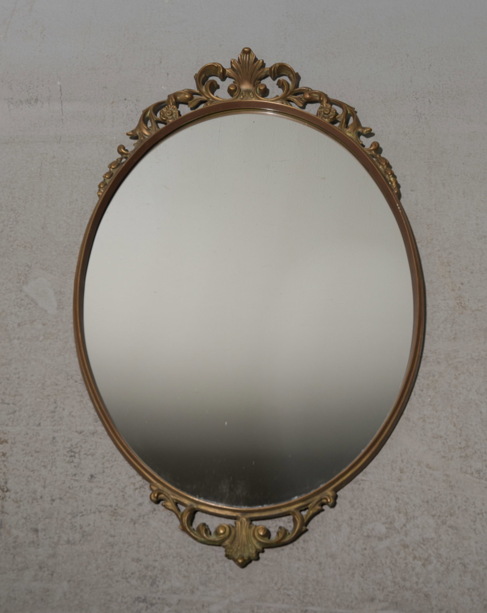 French Brass Framed Oval Mirror (1 of 4)