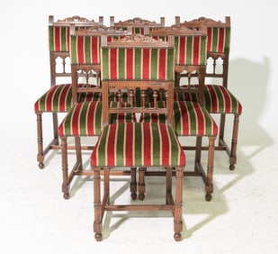 Set Of 6 Henri II Style Walnut Chairs