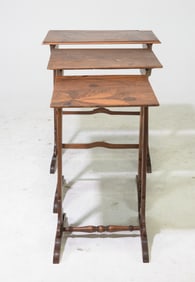 French Marquetry Inlaid Nest of Three Tables