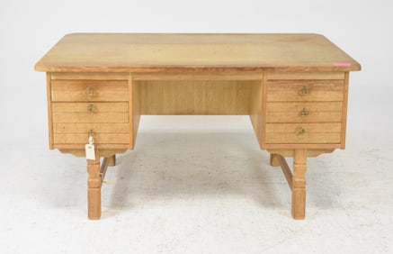Danish Oak Desk with Bookshelf Front