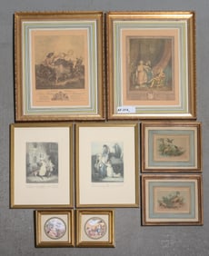 8pcs Assorted Framed Etchings / Lithographs