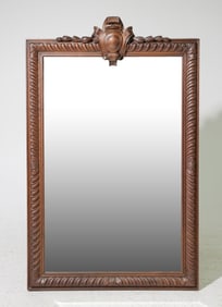 British Carved Oak Framed Beveled Mirror