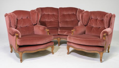 Louis XV Style Two Seater Sofa & Two Arm Chairs
