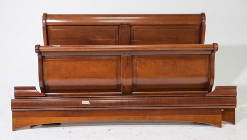 French Cherry Sleigh Bed with Rails