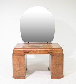 British Burled Walnut Art Deco Dresser