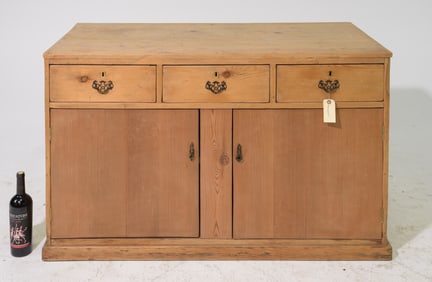 British Pine Low Sideboard / Buffet with Three Drawers