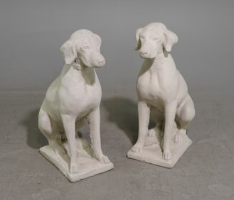 Pair of Cast Stone / Concrete Sitting Hounds
