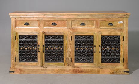 Heavy Four Door Sideboard with Iron Doors
