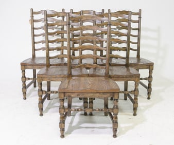 Set Of 6 Ladderback Dining Chairs