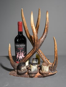 Hunting Lodge Antler Cordial Set with Horn Cups