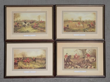 4 Framed English Hunting Lithographs c.1800's