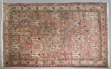 Antique Persian Garden Panel Design Bakhtiari Rug