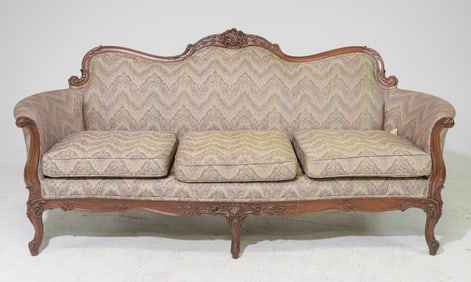 Louis XV Style Oak Three Seater Sofa