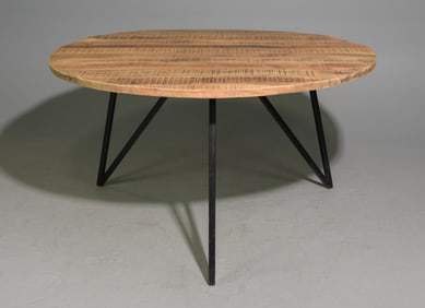 Modern Round Dining Table with Metal Base