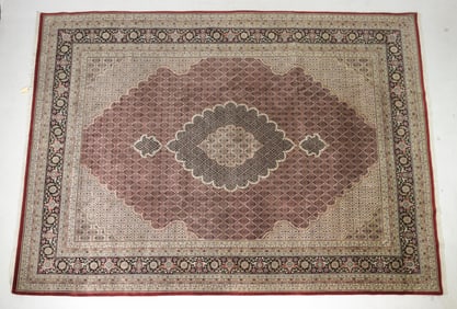 Hand Knotted Wool & Silk Tabriz Rug - 12'1 x 9'1