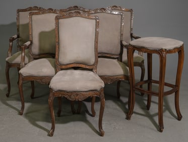 French Style Set of 6 Dining Chairs & Counter Stool