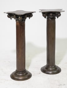 Pair of Cast Bronze / Metal Column Pedestals