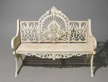 Continental Style Painted Cast Iron Garden Bench