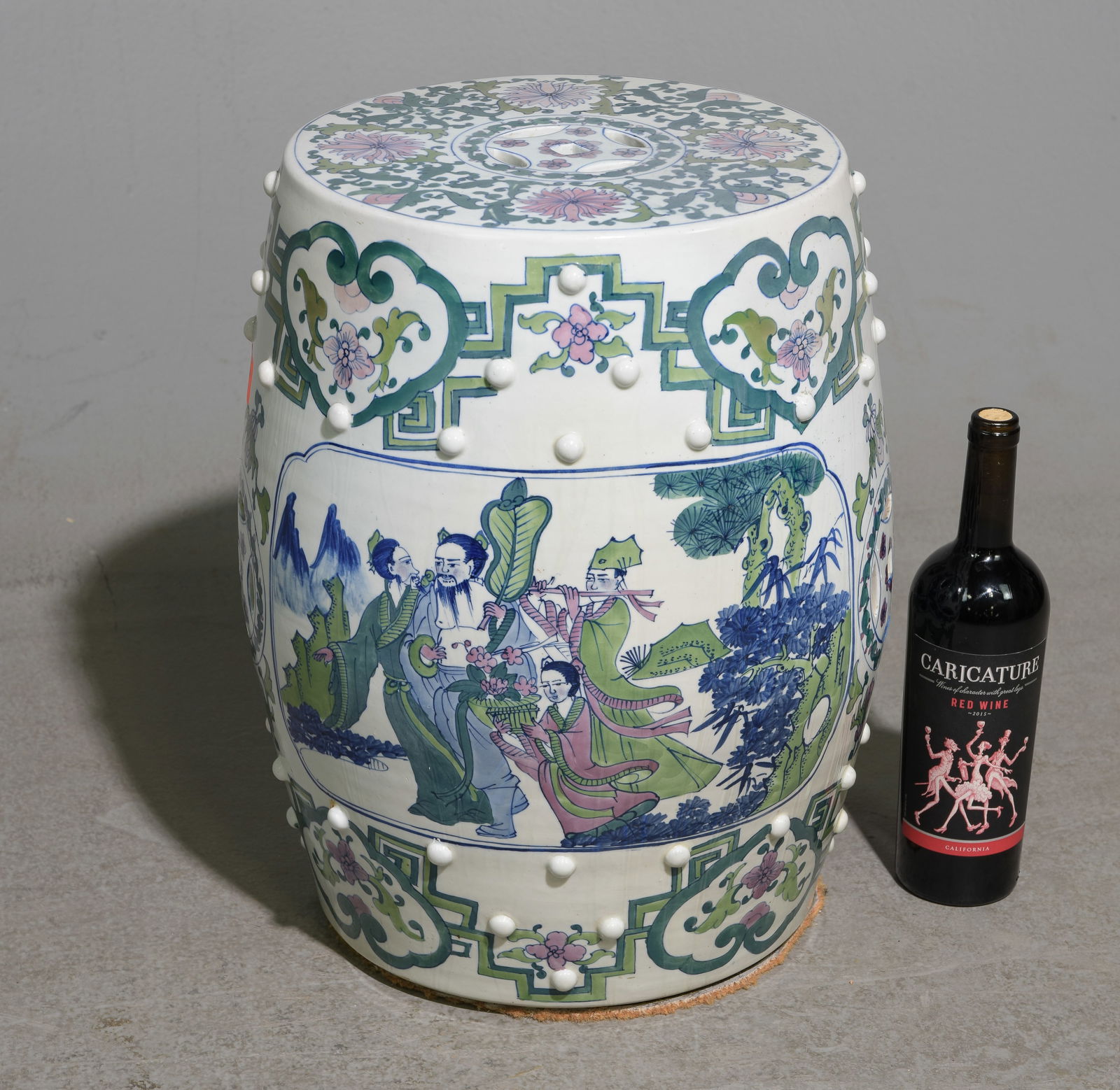 Asian Hand Painted Garden Stool / Plant Stand (1 of 3)